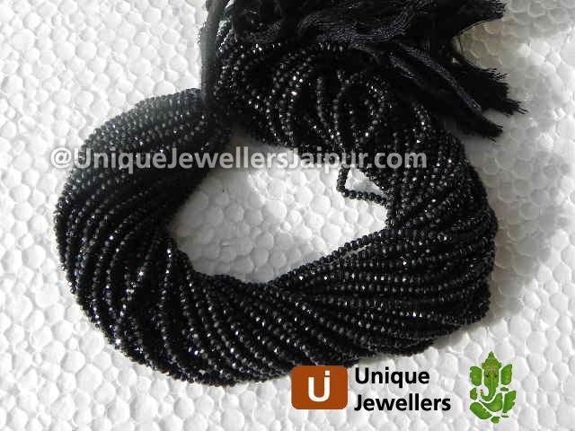 Black Spinel Faceted Roundelle Beads